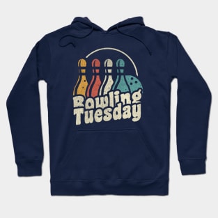 Bowling Tuesday Vintage and Distressed Retro Colors Hoodie